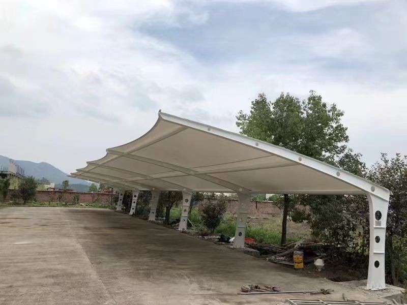 静安区小区改造停车棚工程,膜结构非机动车棚定制厂家-2